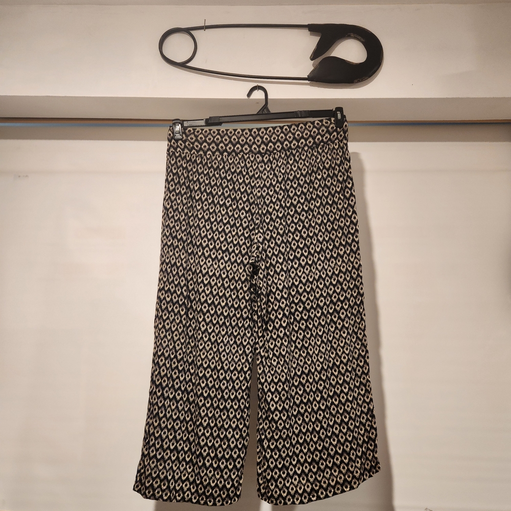 Lane Bryant Black and Beige Patterned Trousers